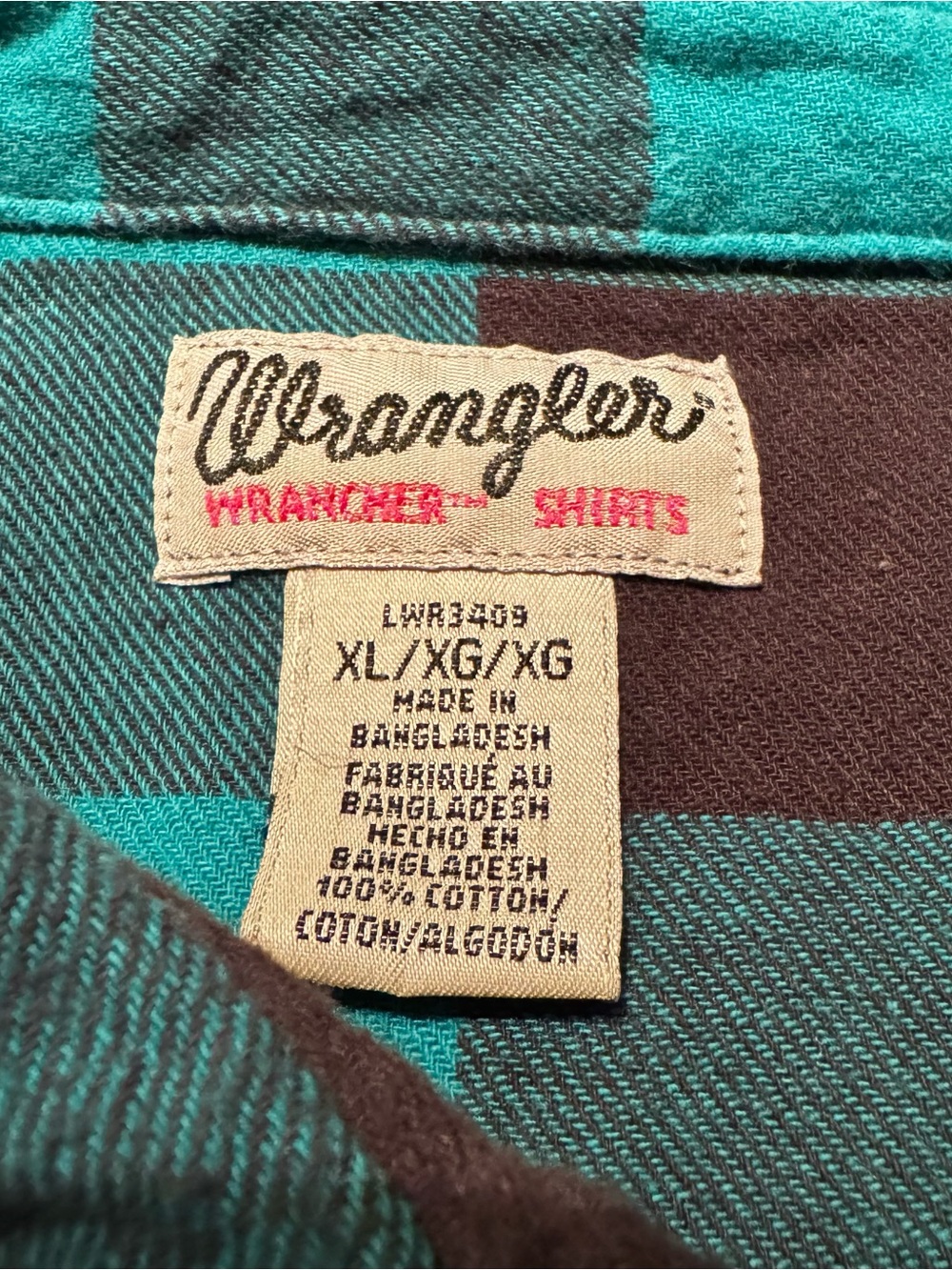 Wrangler Prairie Summit Women’s XL Turquoise Buffalo Plaid Pearl Snap Western - Picture 5 of 6